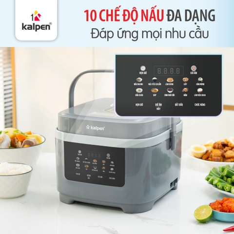 Nồi nấu đa năng lòng nồi inox 304 dung tích 1,8L, 10 chế độ nấu KALPEN R13, Bảo hành 2 năm