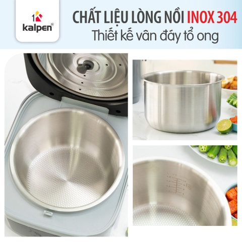 Nồi nấu đa năng lòng nồi inox 304 dung tích 1,8L, 10 chế độ nấu KALPEN R13, Bảo hành 2 năm