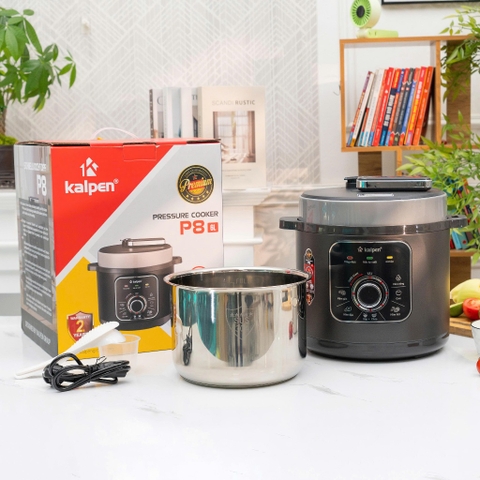 Nồi áp suất điện lòng nồi inox 304- 6L, Núm điều khiển cơ dễ sử dụng KALPEN P8