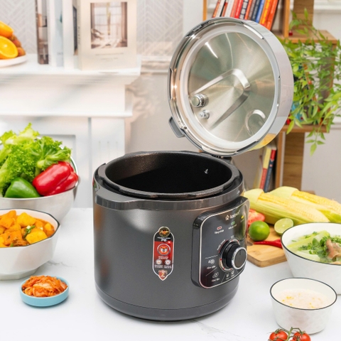 Nồi áp suất điện lòng nồi inox 304- 6L, Núm điều khiển cơ dễ sử dụng KALPEN P8