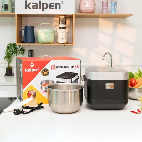 Nồi cơm điện cao tần lòng nồi inox 304 liền khối 1,8L KALPEN R14- 1250W, Bảo hành 2 năm