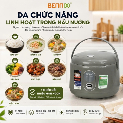 Nồi cơm điện lòng niêu, Quai xách 1,2L BENNIX BN-120RC, Bảo hành 1 năm