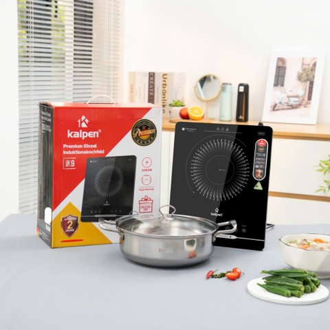 Bếp từ đơn cảm ứng tặng kèm nồi lẩu inox 30cm KALPEN IK7/ IK9- 2000W, Bảo hành 2 năm