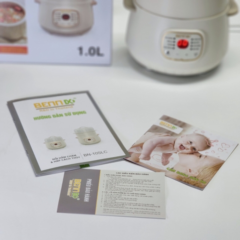 Nồi nấu chậm và hấp cách thủy Bennix BN-10SLC, dung tích 1L