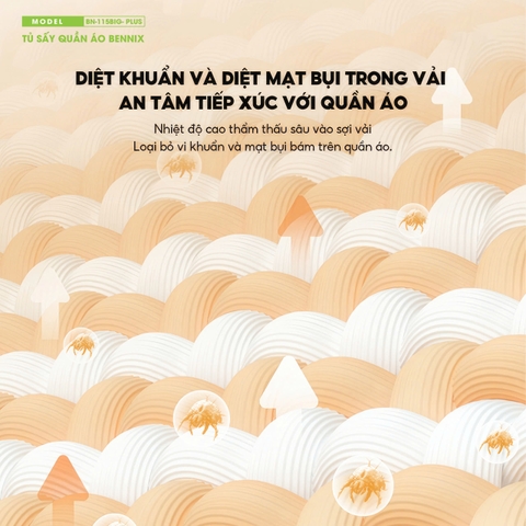 Mẫu 2025- Tủ sấy quần áo máy sấy quần áo  BENNIX Thailand BN-115BIG BLUS, Bảo hành 18 tháng