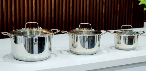 Bộ nồi inox 5 đáy KingcooK - KPS1750, Size 16-20-24Cm