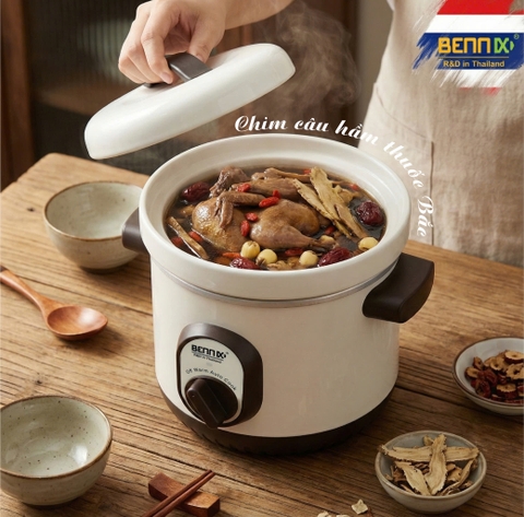 Nồi Nấu Chậm Hầm Cháo cho bé, hầm gà, kho cá..Bennix BN-10Baby,Dung tích 1L