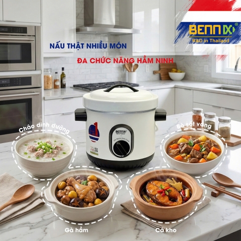 Nồi Nấu Chậm Hầm Cháo cho bé, hầm gà, kho cá..Bennix BN-10Baby,Dung tích 1L