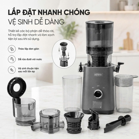 Máy Ép Chậm, Ép Trái Cây Nguyên Quả BENNIX BN-033SJ, Bảo hành 12 tháng