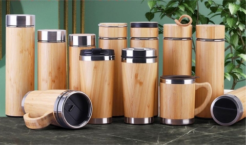Bình, cốc giữ nhiệt tre - Sản phẩm mộc mạc tự nhiên thân thiện với môi trường.