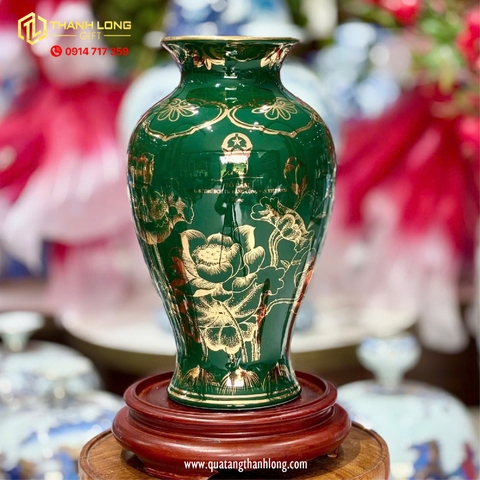 Bình Hoa Họa tiết Hoa Sen Ánh Kim đầy đủ các màu sắc- in logo theo yêu cầu.