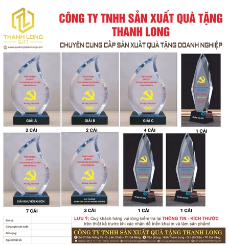 Quà Tặng Thanh Long - Đơn Vị Đồng Hành Cung Cấp Cúp Vinh Danh và Kỷ Niệm Chương Giải Báo Chí về Xây Dựng Đảng (Búa liềm vàng) năm 2024