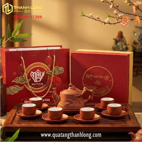 Bộ ấm chén sứ - in logo theo yêu cầu