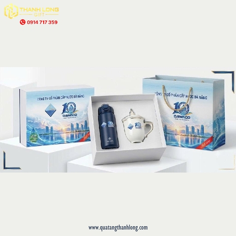 Bộ quà tặng cap cấp gifset bình nhiệt elmich và ly sứ