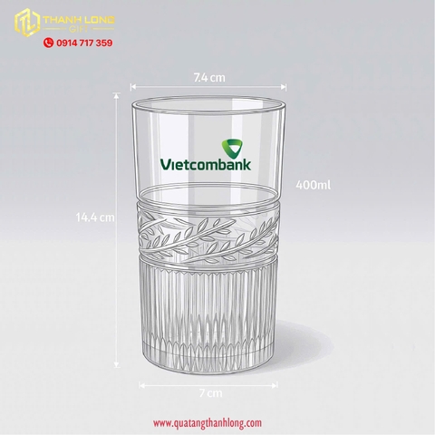 Bộ 6 ly thủy tinh Vietcombank - in ấn thiết kế theo yêu cầu