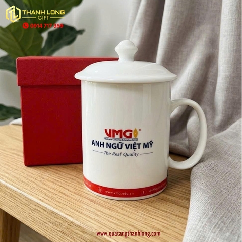 Ly sứ có nắp in logo theo yêu cầu