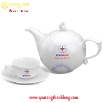 Bộ ấm trà sứ Minh Long - in logo Điện Lực