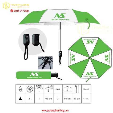 Dù Cầm Tay Gấp 3 In Logo NS