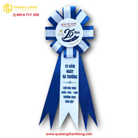 Hoa Cài Áo Cao Cấp Màu Xanh Dương - Đuôi Nheo In Tùy Chỉnh