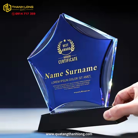 Kỷ niệm chương pha lê ngôi sao tím 16cm