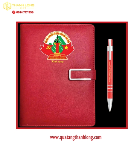 Bộ quà giftset sổ da- bút bi cao cấp Đảng bộ Thanh Mỹ