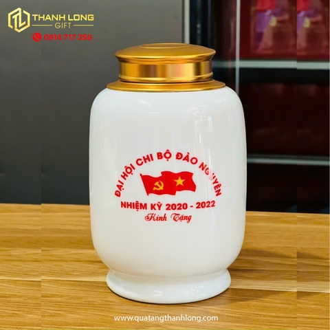 Lọ Chè Sứ in Logo Đại Hội