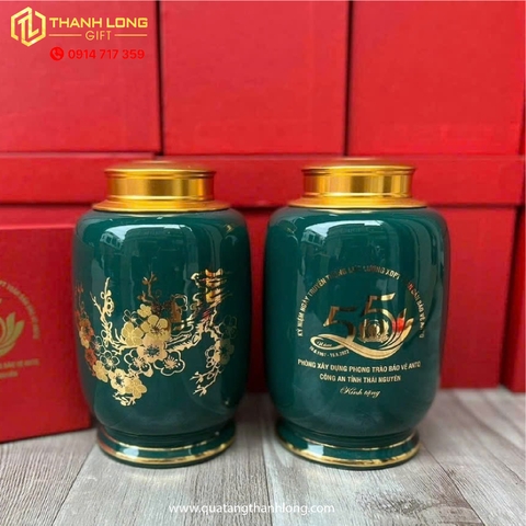 Lọ Chè Sứ in Họa Tiết Hoa Mai