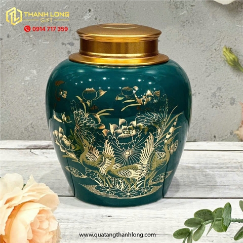 Lọ Chè Sứ in hình Chim Phụng
