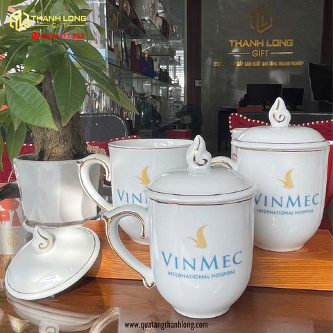 ly sứ nắp lửa chạy chỉ vàng cao cấp - in logo theo yêu cầu