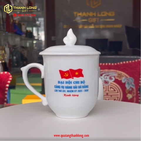 ly sứ nắp lửa cao cấp - in logo theo yêu cầu