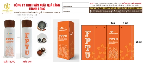 Bình giữ nhiệt nắp gỗ in logo