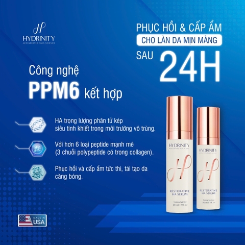 HYDRINITY Restorative HA Serum: Tinh Chất Cấp Ẩm Chuyên Sâu, Phục Hồi Tức Thì Với HA Siêu Nạp