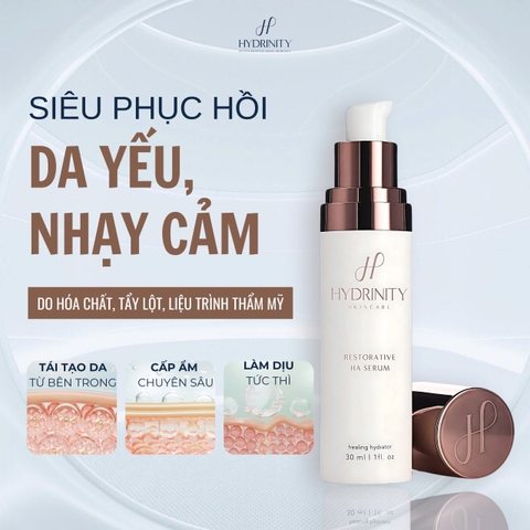 HYDRINITY Restorative HA Serum: Tinh Chất Cấp Ẩm Chuyên Sâu, Phục Hồi Tức Thì Với HA Siêu Nạp