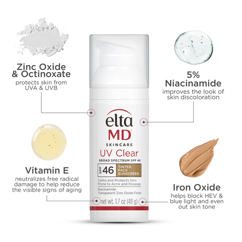 EltaMD UV Clear Tinted Broad-Spectrum SPF 46/ KEM CHỐNG NẮNG CHE KHUYẾT ĐIỂM CHO DA NHẠY CẢM- DẦU MỤN