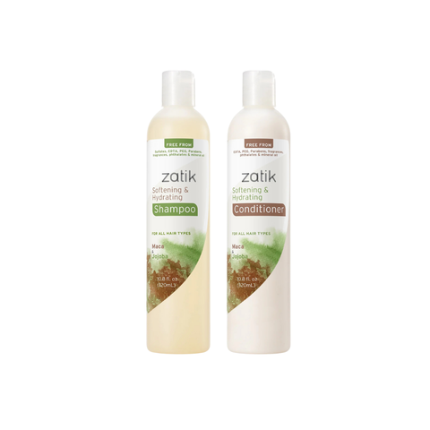 ZATIK SOFTENING & HYDRATING SHAMPOO & CONDITIONER/ BỘ GỘI XẢ GIÚP TÓC SUÔN MƯỢT- BỒNG BỀNH (THUẦN CHAY)