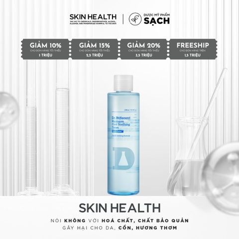 DR.DIFFERENT HYALURON COOL SOOTHING TONER/ NƯỚC CÂN BẰNG PHỤC HỒI- GIẢM NHIỆT- LÀM DỊU DA