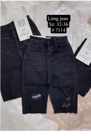 NGỐ JEANS XÁM ĐEN RÁCH 7114B