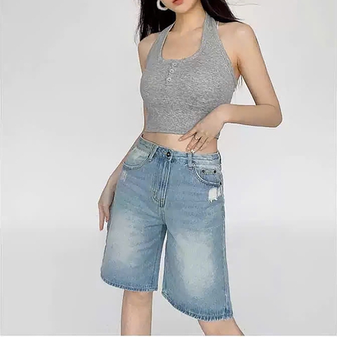 SHORT NGỐ XANH NHẠT RÁCH 0141