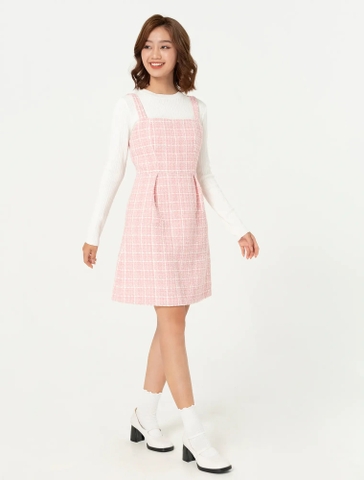 Váy liền nữ cổ vuông hai dây dáng fit & flare có lót trong