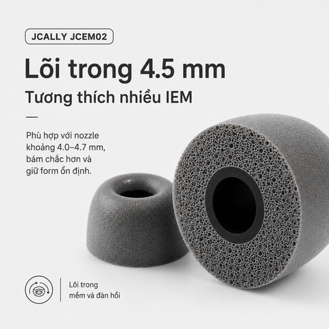 Nút tai mút Jcally JCEM02: Tips memory foam cách âm, đeo êm, có nên thay cho tips silicon?