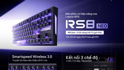 ATK RS8 Neo sắp ra mắt: bàn phím cơ 80% 3 chế độ, polling 8K, pin 12000mAh