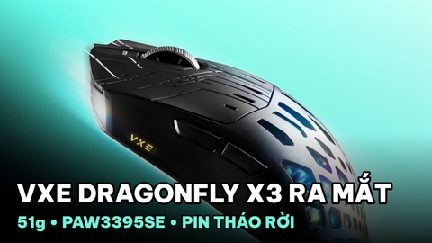 VXE Dragonfly X3 ra mắt: chuột vỏ đục lỗ, pin tháo rời, 51g