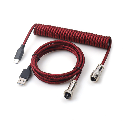 Dây Cáp Bàn Phím Type-C Xoắn Lò Xo GX12 Mạ Niken