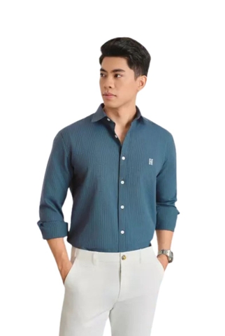 Áo sơ mi sọc nam tay dài LOGO H SEASON 2 vải Oxford cao cấp, sang trọng, thanh lịch - HUSSIO