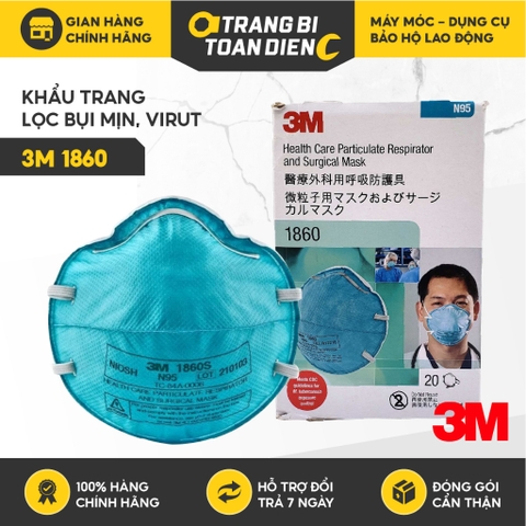 Khẩu trang 3M 1860 dùng trong y tế đạt chuẩn N95 chống giọt bắn, kháng khuẩn Khẩu trang chính hãng, Trang bị toàn diện