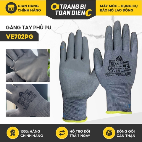 Găng tay lao động Deltaplus VE702PG phủ PU chống cắt chống dầu Bao tay lao động ôm tay thao tác - Trang bị toàn diện