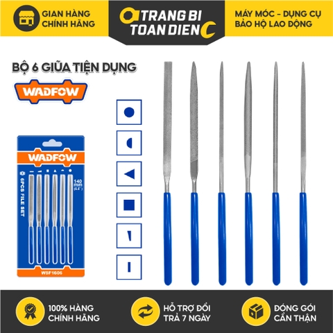 Bộ 6 giũa tiện dụng Wadfow WSF1606 kích thước 140mm giũa sắt đa năng gồm giũa phẳng tròn bán nguyệt vuông tam giác dẹp