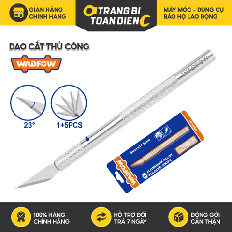 Dao cắt thủ công 140mm Wadfow WSK1061 lưỡi dao dài 37.5mm rộng 8mm kèm 5 lưỡi SK5 thân hợp kim nhôm