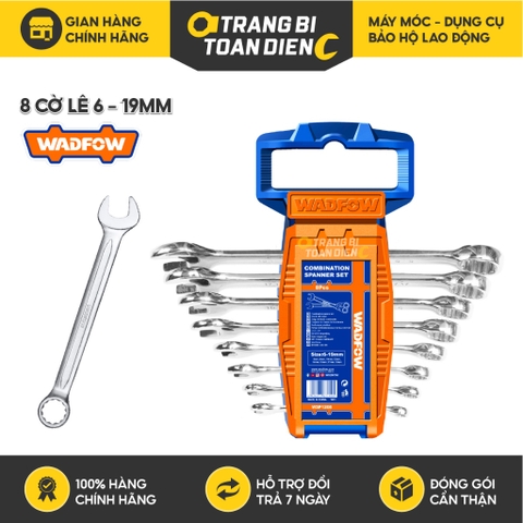 Bộ 8 cờ lê vòng miệng 6-19mm Wadfow WSP1208 chất liệu thép không gỉ mạ bóng đa năng cao cấp