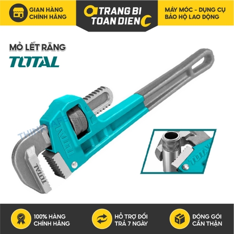 Mỏ lết răng Total, kích thước 8 - 24 inch, mỏ lết cầm tay dùng chất liệu thép carbon, đầu kềm rèn thả-Trang bị toàn diện